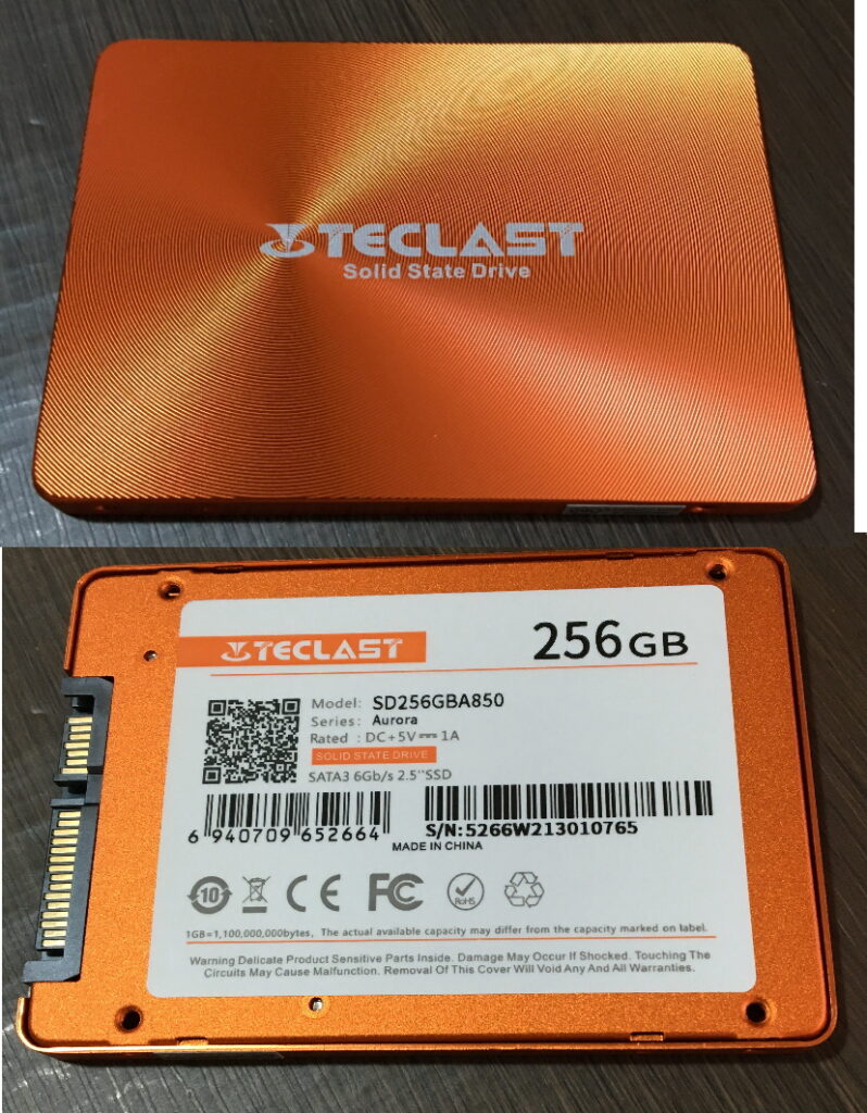 チャイナ製のSSD今度は黄金色の TECLAST SD256GBA850を購入、そして